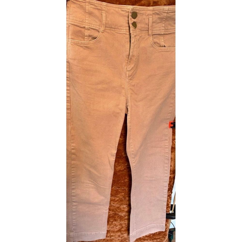 Ann Taylor Women Peach Pink High Rise Straight Leg Crop Twill Pants Size 2